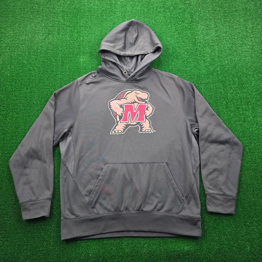 Maryland Terrapins Hoodie Sweatshirt Mens‎ XL Gray Pullover NCAA College Logo